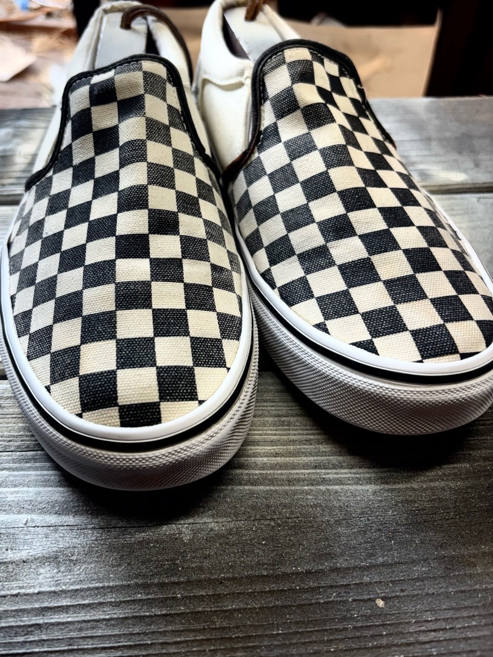 Vans Checkerboard Slip-On Sneakers - Black & White